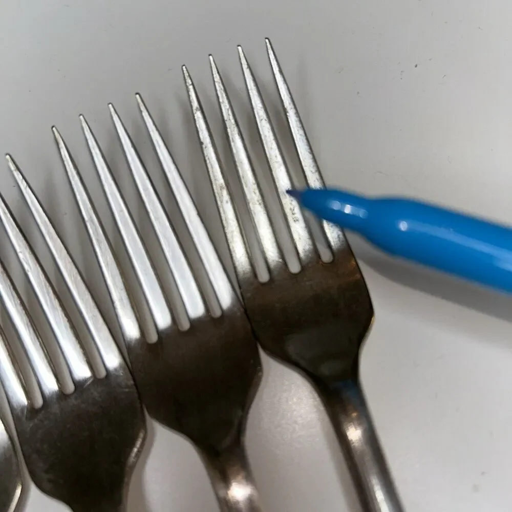 Vtg Carlton Fork Set Silver Plate 4 FLAWED Heavy scratched ,tarnished Unpolished